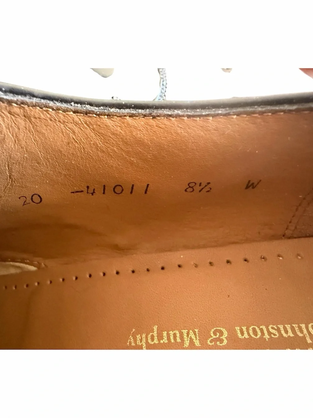 Johnston & Murphy Black Leather Whitman Cap-Toe Oxfords Size 8 1/2 W
